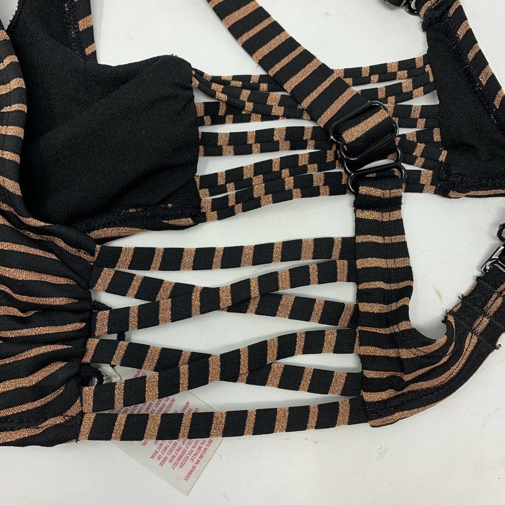 Xhilaration Brown Black Sparkly Bikini Top Small - Picture 3 of 4